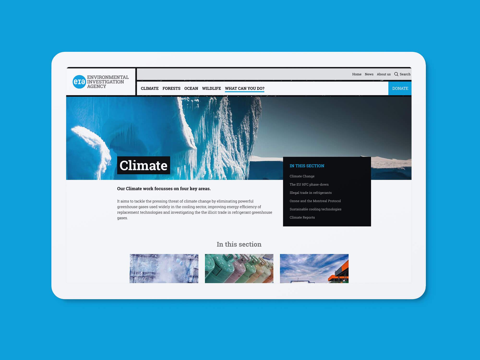 EIA climate section landing page