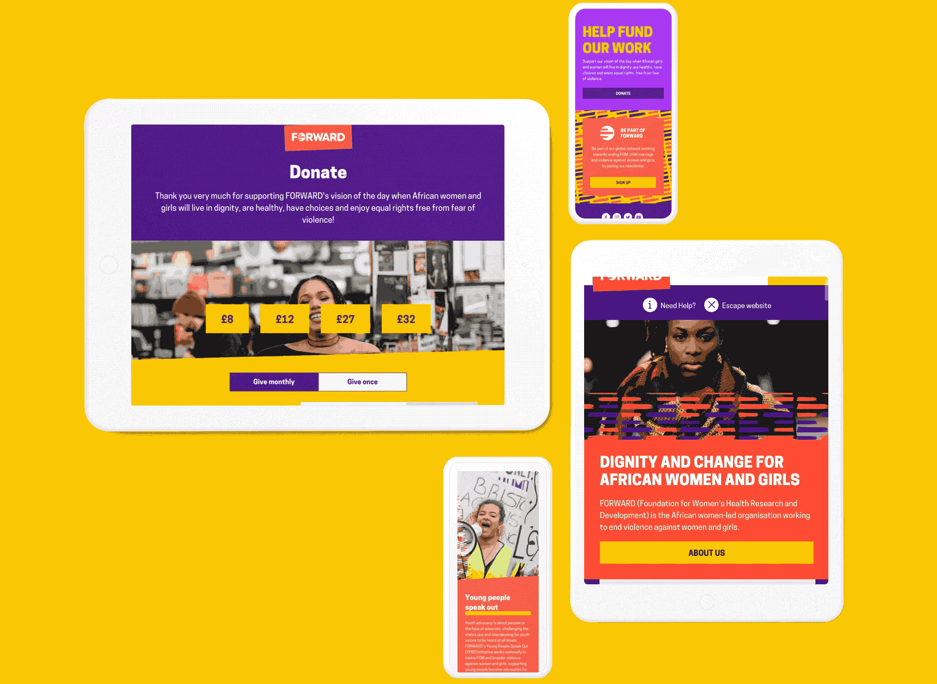 The FORWARD website on multiple devices