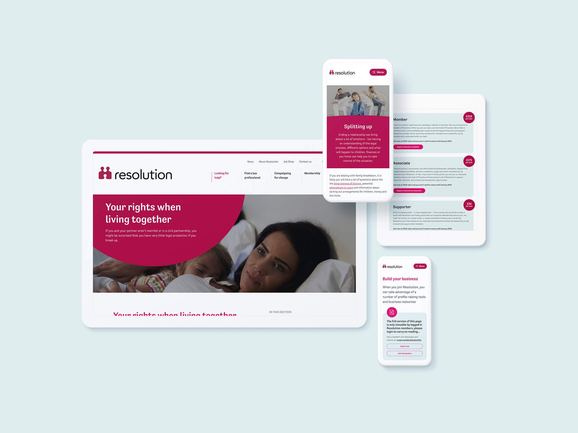 Resolution's new site as it displays on mobile and tablet devices