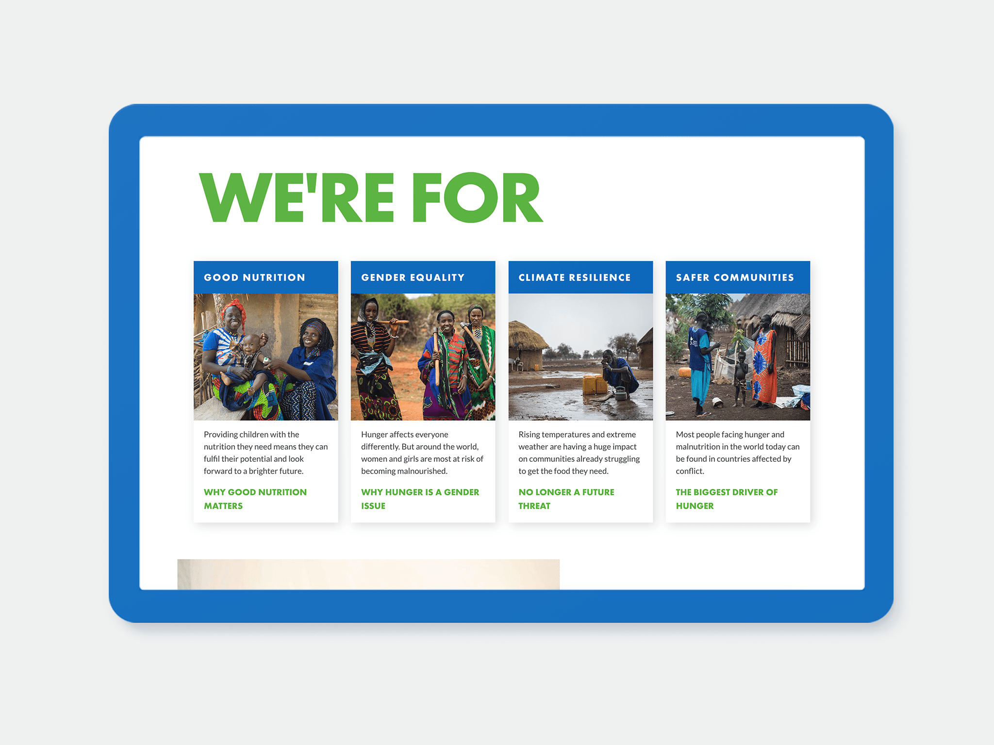 The new Action Against Hunger website design
