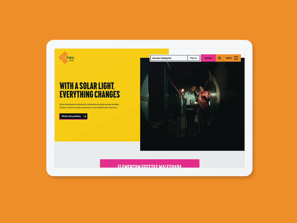 The new SolarAid homepage design by Fat Beehive