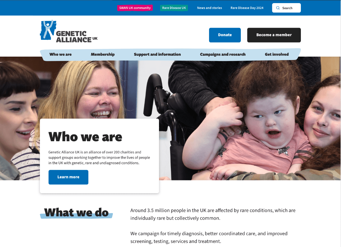 A picture displaying the front page of the new website