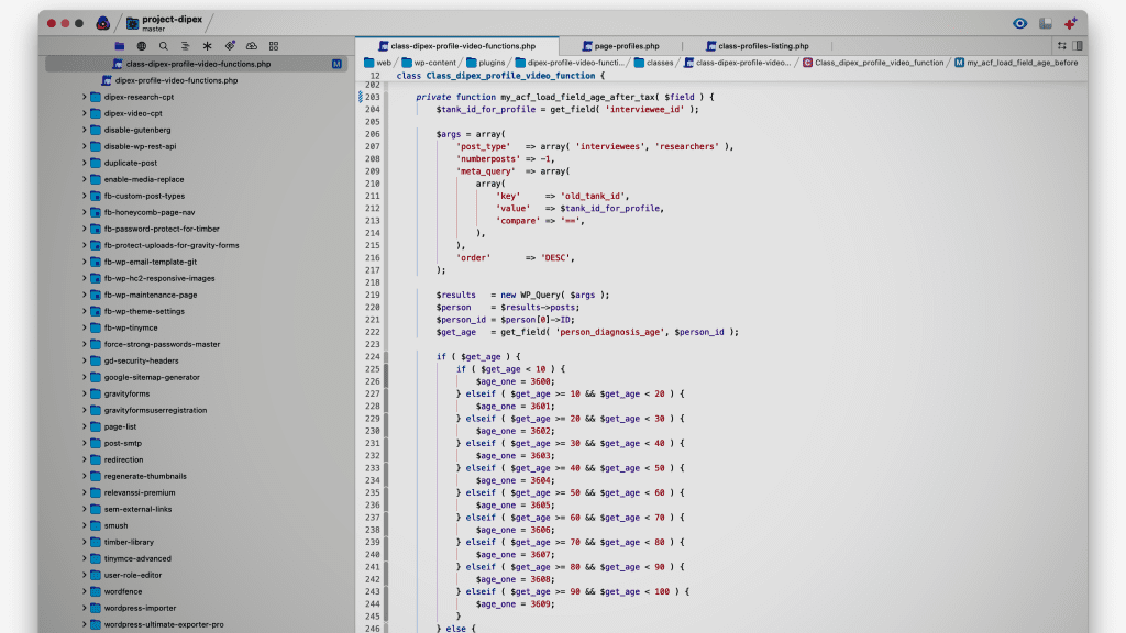 A screen shot of a code editor showing code used in the project